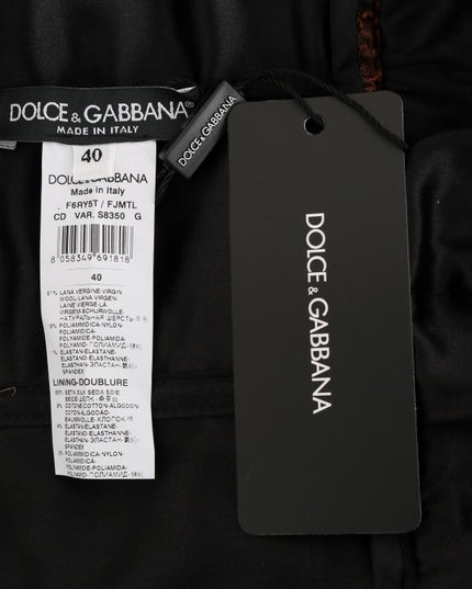 Dolce & Gabbana Black Brown Floral Brocade A-Line Dress