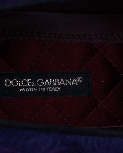 Dolce & Gabbana Purple Sheep Fur Leather Loafers