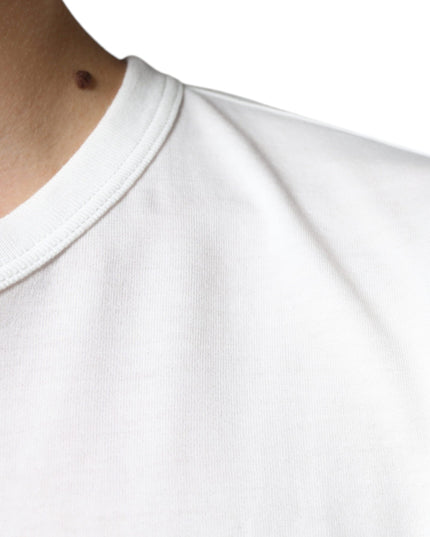 Dolce & Gabbana White Logo Embossed Cotton Crewneck T-shirt