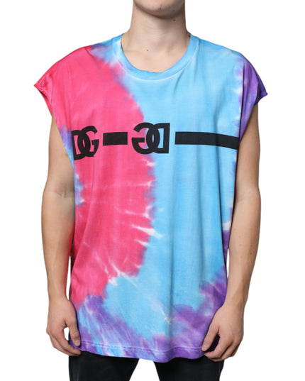 Dolce & Gabbana Multicolor Tie Dye Cotton Sleeveless T-shirt
