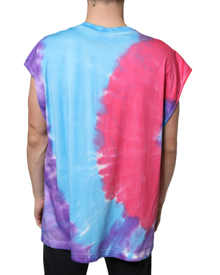 Dolce & Gabbana Multicolor Tie Dye Cotton Sleeveless T-shirt