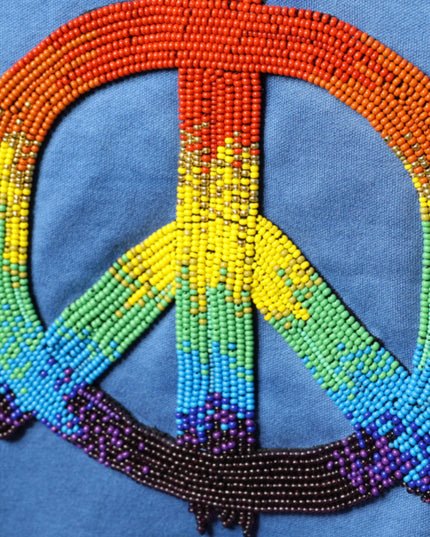 Dolce & Gabbana Blue Tie-Dye Peace Sign Cotton T-shirt