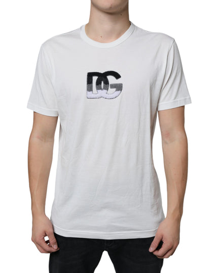 Dolce & Gabbana White Cotton DG Logo Print T-shirt
