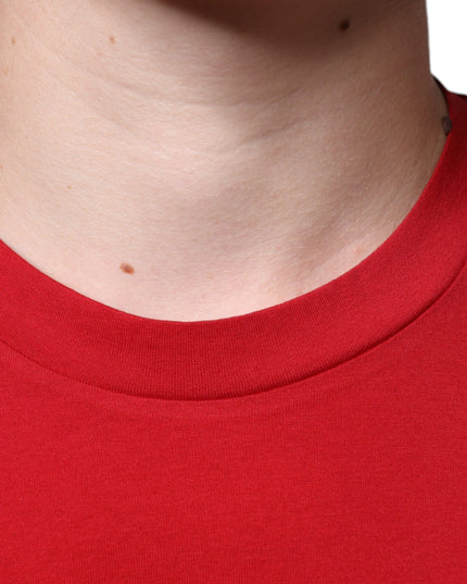 Dolce & Gabbana Red Cotton DG Logo Print Crew Neck T-shirt