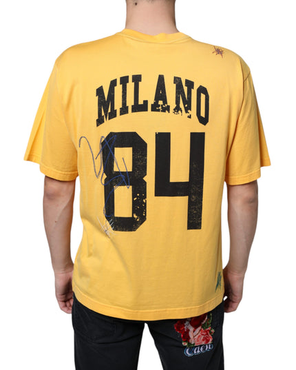 Dolce & Gabbana Yellow Secret Graden Floral Cotton Crew Neck T-shirt