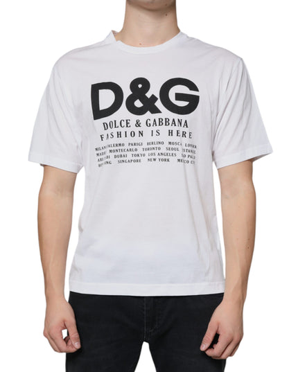 Dolce & Gabbana White Cotton DG Logo Print Casual T-shirt