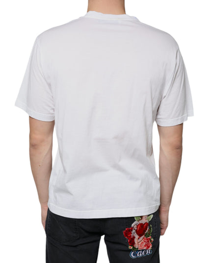 Dolce & Gabbana White Cotton DG Logo Print Casual T-shirt