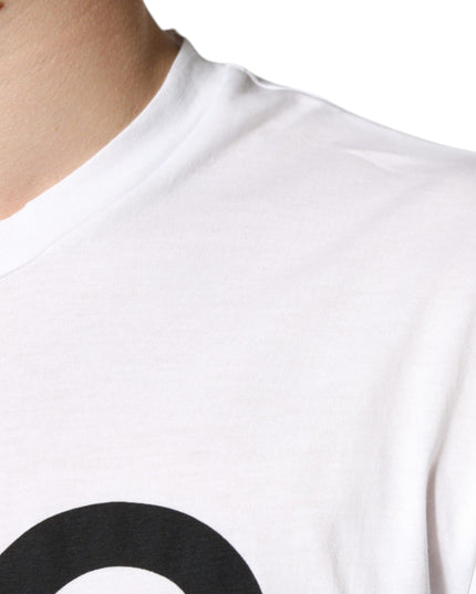 Dolce & Gabbana White Cotton DG Logo Print Casual T-shirt