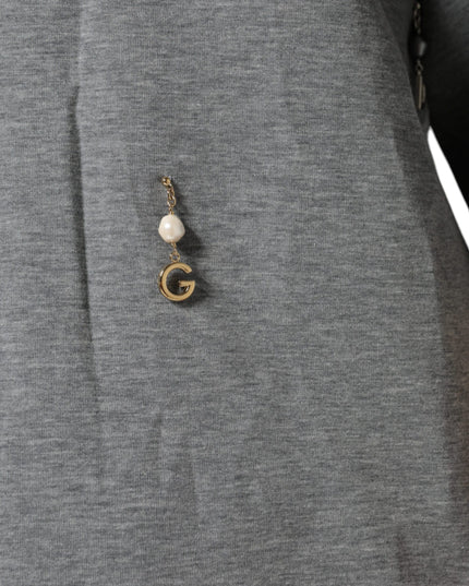 Dolce & Gabbana Gray Cotton Blend Embellished Tee T-shirt