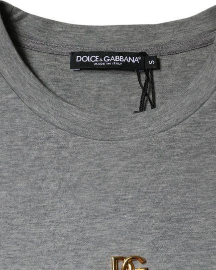 Dolce & Gabbana Gray Cotton Blend Embellished Tee T-shirt