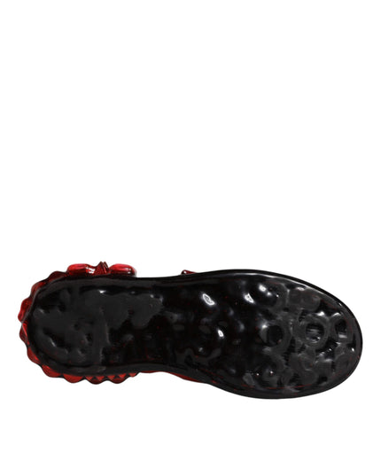 Dolce & Gabbana White Red Crystals Leather Portofino Sneakers Shoes