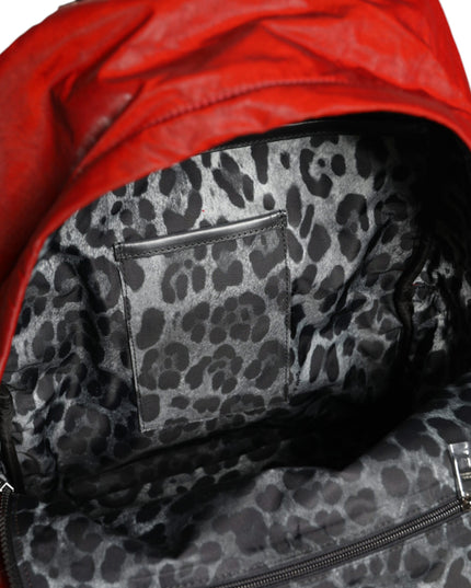 Dolce & Gabbana Red Patent Leather Logo Plaque Backpack Bag