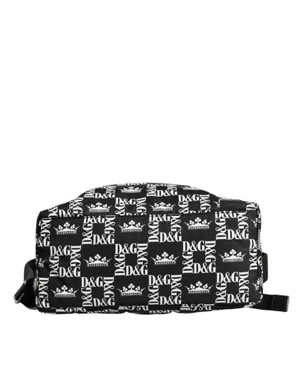 Dolce & Gabbana Black White DG Crown Logo Nylon Backpack Bag