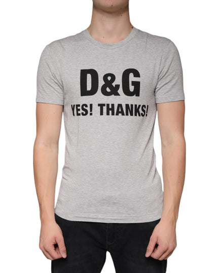 Dolce & Gabbana Gray Logo Print Crewneck Short Sleeve T-shirt