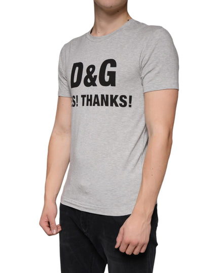 Dolce & Gabbana Gray Logo Print Crewneck Short Sleeve T-shirt