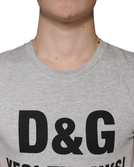 Dolce & Gabbana Gray Logo Print Crewneck Short Sleeve T-shirt