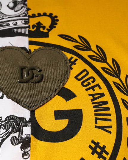 Dolce & Gabbana White Yellow Logo Print Short Sleeve T-shirt