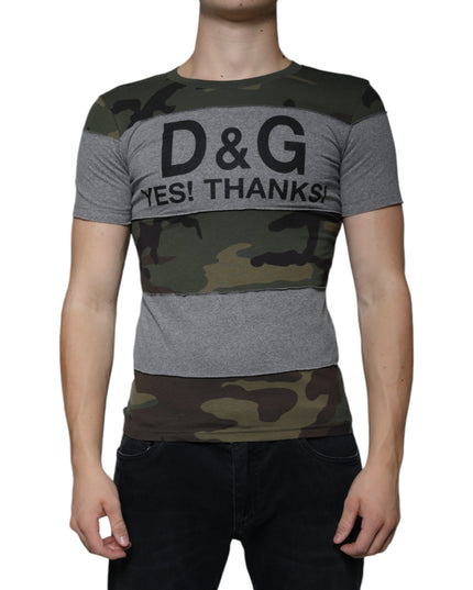 Dolce & Gabbana Multicolor Camouflage Cotton Crew Neck T-shirt