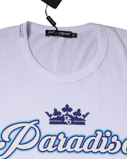 Dolce & Gabbana White Paradiso Cotton Shorts Sleeves T-shirt