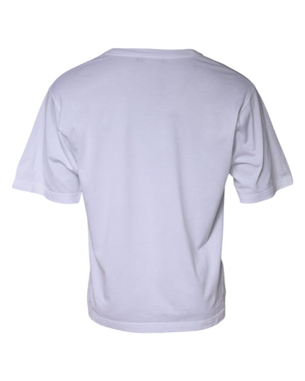 Dolce & Gabbana White Logo Patch Cotton Crew Neck T-shirt