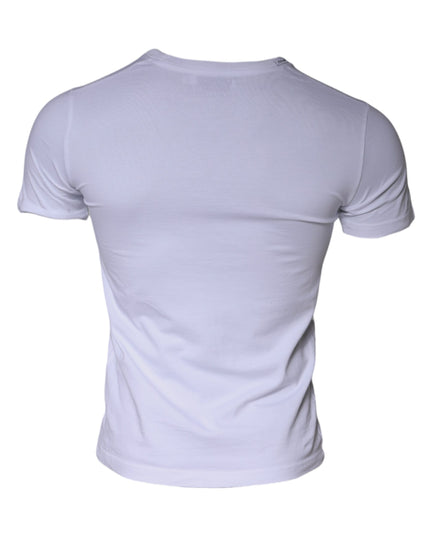 Dolce & Gabbana White Logo Print Cotton Crew Neck T-shirt