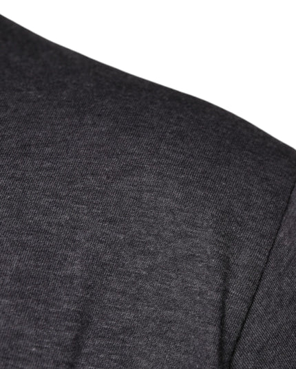 Dolce & Gabbana Gray Logo Patch Cotton Crew Neck T-shirt