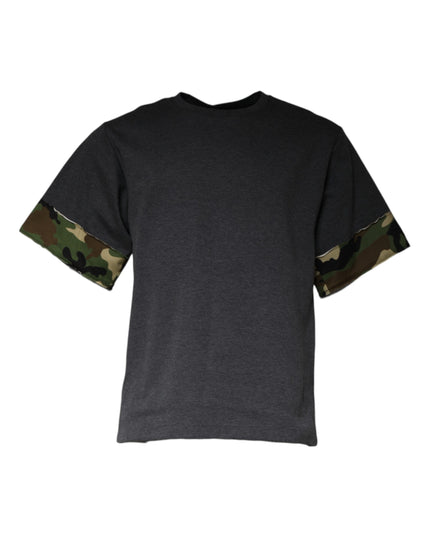 Dolce & Gabbana Dark Gray Camouflage Crew Neck T-shirt