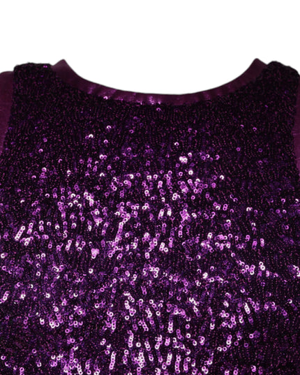 Dolce & Gabbana Purple Sequin Round Neck Sleeveless T-shirt