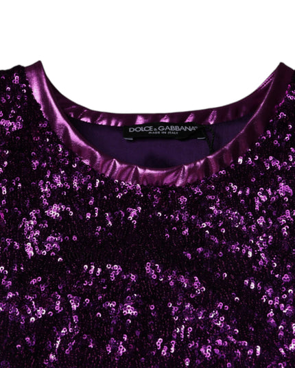 Dolce & Gabbana Purple Sequin Round Neck Sleeveless T-shirt