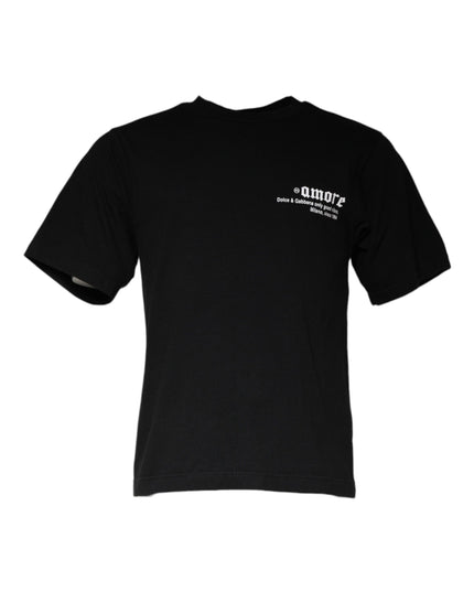 Dolce & Gabbana Black Amore Print Cotton Crew Neck T-shirt