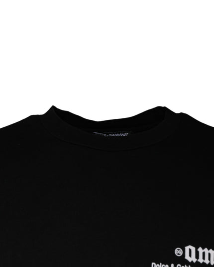 Dolce & Gabbana Black Amore Print Cotton Crew Neck T-shirt