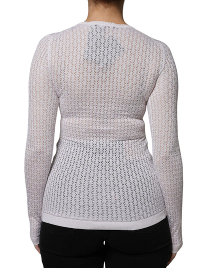 Dolce & Gabbana White Silk Button Down Cardigan Sweater