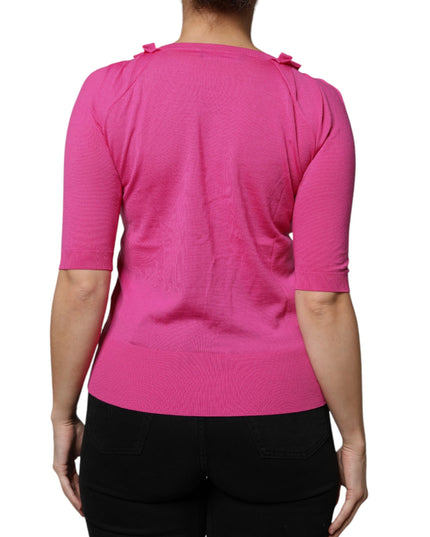 Dolce & Gabbana Pink Wool Button Down Cardigan Sweater