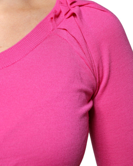Dolce & Gabbana Pink Wool Button Down Cardigan Sweater