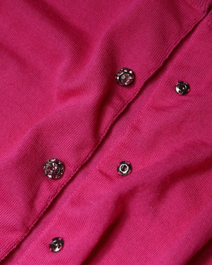 Dolce & Gabbana Pink Wool Button Down Cardigan Sweater