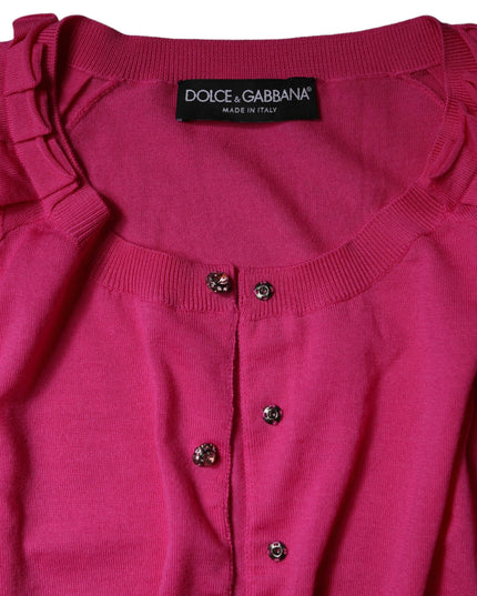 Dolce & Gabbana Pink Wool Button Down Cardigan Sweater