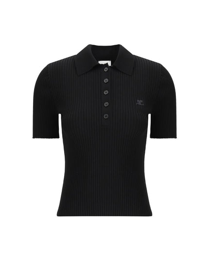 Courrèges Black Viscose Polo Shirt