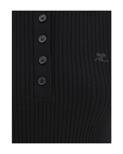 Courrèges Black Viscose Polo Shirt