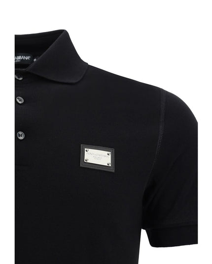 Dolce & Gabbana Black Cotton Polo Shirt