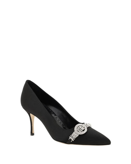 Manolo Blahnik Black Asapump Satin Pumps