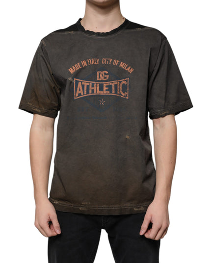 Dolce & Gabbana Brown Graphic Print Cotton Round Neck T-shirt