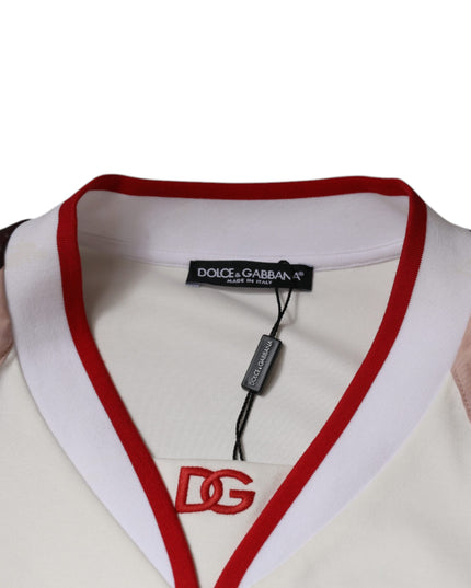 Dolce & Gabbana Multicolor Logo Jersey Cotton V-neck T-shirt