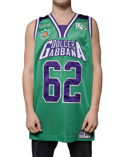 Dolce & Gabbana Green Polyester Jersey Sleeveless T-shirt