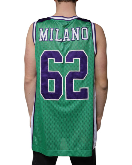 Dolce & Gabbana Green Polyester Jersey Sleeveless T-shirt
