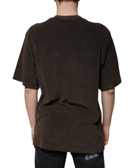 Dolce & Gabbana Brown Cotton Crew Neck Short Sleeves T-shirt