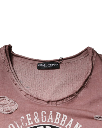 Dolce & Gabbana Brown Cotton Round Neck Sleeveless T-shirt