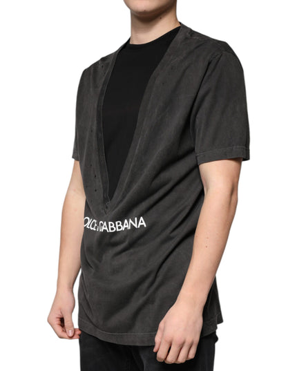 Dolce & Gabbana Black Cotton Crew Neck Short Sleeves T-shirt