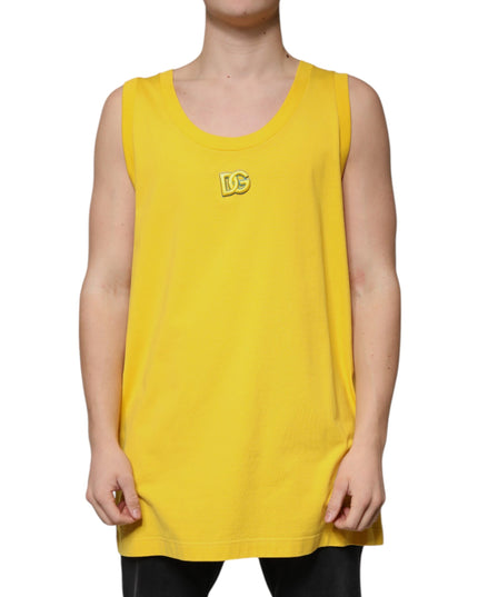 Dolce & Gabbana Yellow Cotton Round Neck Sleeveless T-shirt