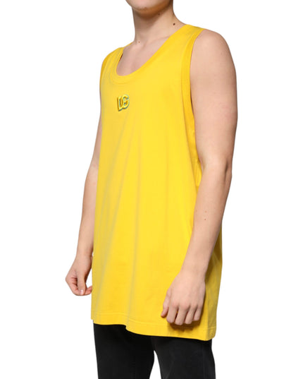 Dolce & Gabbana Yellow Cotton Round Neck Sleeveless T-shirt
