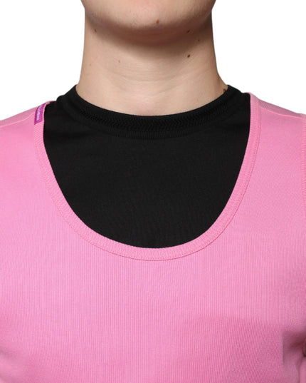 Dolce & Gabbana Pink Cotton Round Neck Sleeveless T-shirt